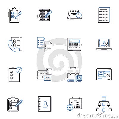 Deadline line icons collection. Countdown, Limit, Target, Timeframe, Schedule, Due date, Cutoff vector and linear Vector Illustration