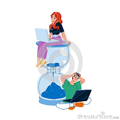 Deadline Missing Boy And Girl Employees Vector Vector Illustration