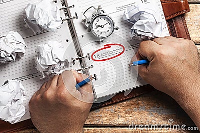 Deadline Stress Tense Organizer Hands Stock Photo