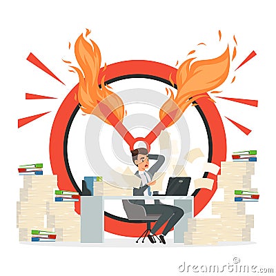 Deadline vector concept. Office manager and chaos at work illustration Vector Illustration