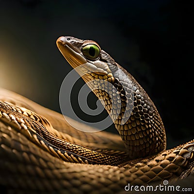 Deadly brown snake - ai generated image Stock Photo