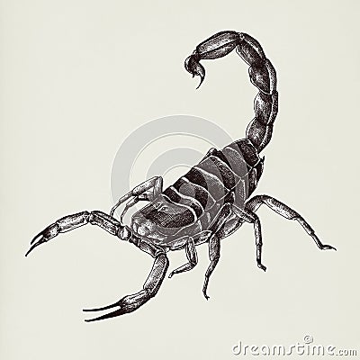 Deadly scorpion vintage style illustration Cartoon Illustration