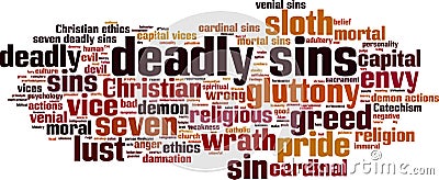 Deadly sins word cloud Vector Illustration