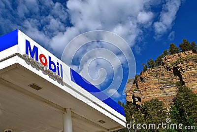 Mobil gas station sign and logo Editorial Stock Photo