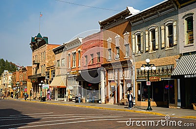 Street scene in historic Deadwood, South Dakota Editorial Stock Photo