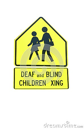 Deaf and Blind Children Crossing sign Stock Photo