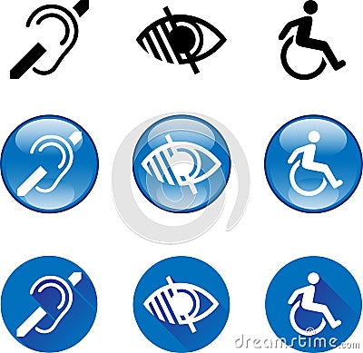 Deaf, Blind, Disabled Symbols Vector Illustration