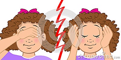 Deaf and blind girl Vector Illustration