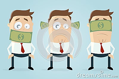 Deaf dumb blind businessmen with dollar bank notes Vector Illustration