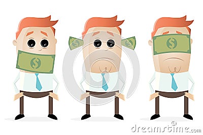 Deaf dumb blind businessmen with dollar bank notes Vector Illustration