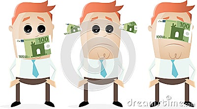 Deaf dumb blind businessmen with euro bank notes Vector Illustration