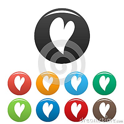 Deaf heart icons set color Cartoon Illustration