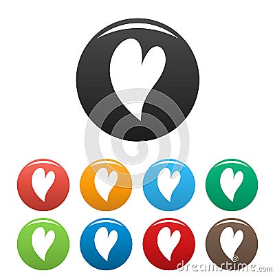 Deaf heart icons set color vector Vector Illustration