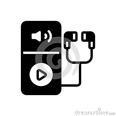 Black solid icon for Deaf, device and machine Vector Illustration
