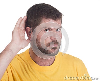 Deaf man with cochlear implant Stock Photo