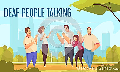 Deaf People Talking Background Vector Illustration