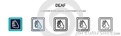 Deaf sign language icon in filled, thin line, outline and stroke style. Vector illustration of two colored and black deaf sign Vector Illustration