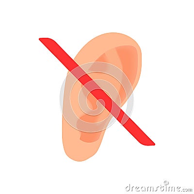 Deafness icon in cartoon style Vector Illustration