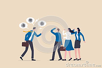 Deal with difficult people, bossy manager or trouble employee, tough or complicated colleague, confusion or conflict concept, Vector Illustration