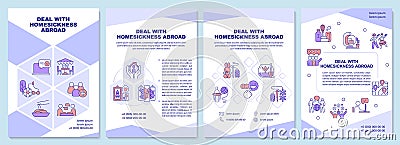 Deal with homesickness abroad purple brochure template Vector Illustration