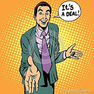 Deal man businessman handshake contract Vector Illustration