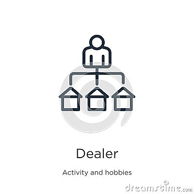 Dealer icon. Thin linear dealer outline icon isolated on white background from activity and hobbies collection. Line vector sign, Vector Illustration