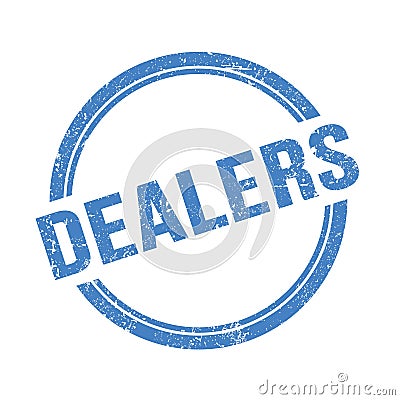 DEALERS text written on blue grungy round stamp Stock Photo