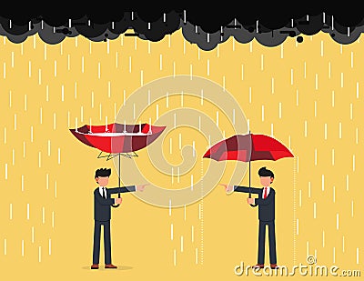 Dealing with business crisis, risk management or unlucky problem. Wrong decision or business mistake causing failure Vector Illustration