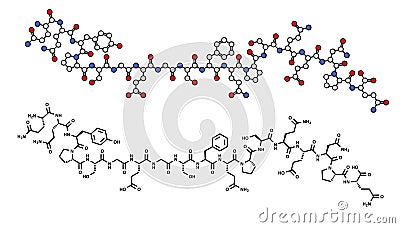 Deamidated gliadin (gluten) peptide fragment, chemical structure. Gliadin is one of the principal allergens responsible for celiac Stock Photo