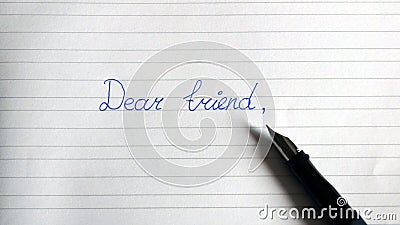 Dear friend, Writing a letter to friend for guidance and prayer Stock Photo