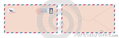 Dear santa claus letter in envelope. Christmas letter for Santa. Blank postcard. Flat vector illustration Vector Illustration
