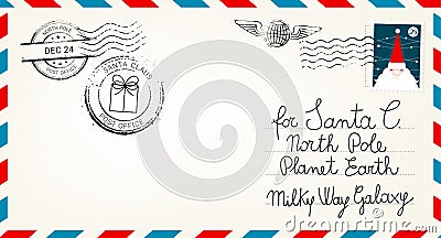 Dear santa claus mail envelope. Vector Illustration