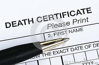 Death certificate Stock Photo