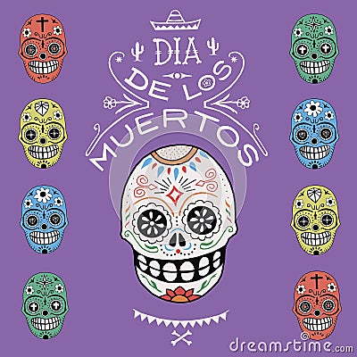 Death day mexico vector illustration skull color poster hand drawing Vector Illustration