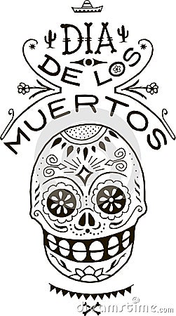 Death day mexico vector illustration skull monogram hand drawing Vector Illustration