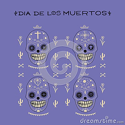 Death of day vector pattern mexico style seamless color Vector Illustration