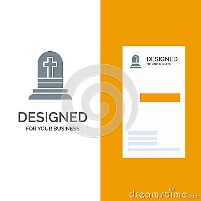 Death, Grave, Gravestone, Rip Grey Logo Design and Business Card Template Vector Illustration