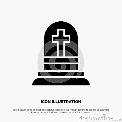 Death, Grave, Gravestone, Rip solid Glyph Icon vector Vector Illustration