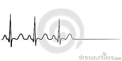 Death icon, cardiac arrest, vector cardio cardiogram, concept of condolence Vector Illustration