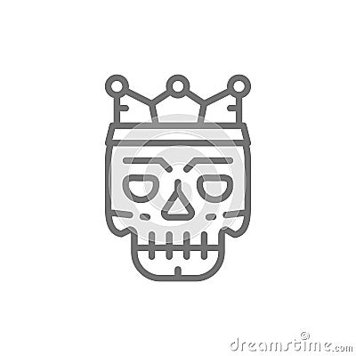 Death mask, tattoo sketch line icon. Vector Illustration