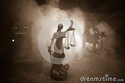 Death penalty electric chair miniature on dark. Creative artwork decoration Stock Photo