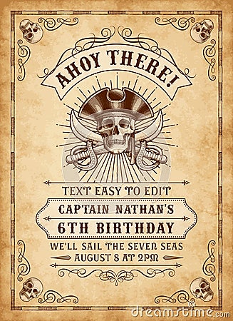 Death Pirate Invite 3 Vector Illustration