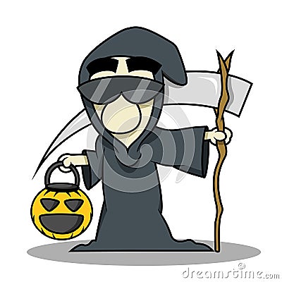 Death reaper halloween costume Vector Illustration