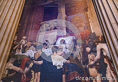 Death Saint Genevieve Patron Saint Painting Pantheon Basilica Paris France Editorial Stock Photo