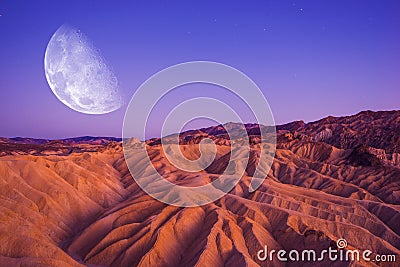 Death Valley Moon Night Stock Photo