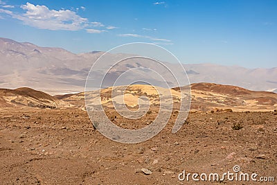 Death Valley - Scenic view of colorful geology of multi hued Artist Palette rock formations near Furnace Creek, California, USA Stock Photo