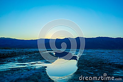 Death Valley Sunset, Badwater Basin California Stock Photo