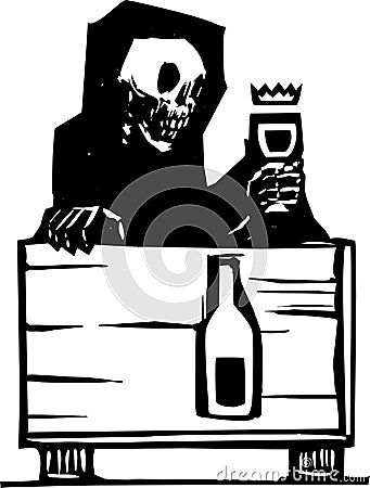 Death and Wine Vector Illustration