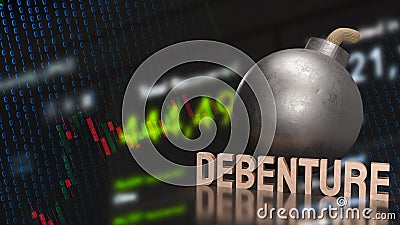 The Bomb and Debenture word on Business background 3d rendering Stock Photo