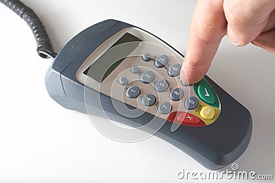 Debit Card Terminal Pinpad Stock Photo